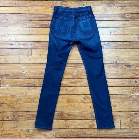 Rag bone Mojave high rise 10 inches ripped knees skinny dark blue made USA 28 - Picture 3 of 12